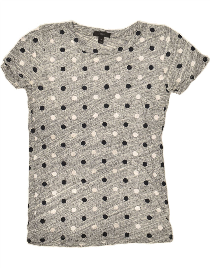 J. CREW Womens T-Shirt Top UK 2 2XS Grey Polka Dot Cotton | Vintage J. Crew | Thrift | Second-Hand J. Crew | Used Clothing | Messina Hembry 
