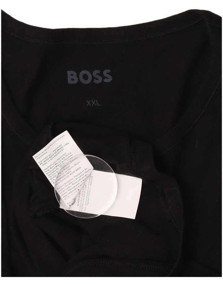 Hugo Boss Mens T-Shirt Top 2XL Black Cotton