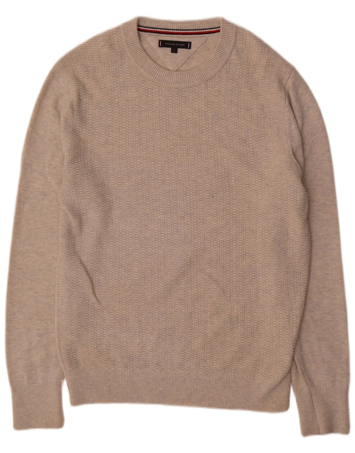 Tommy Hilfiger Mens Crew Neck Jumper Sweater Large Beige