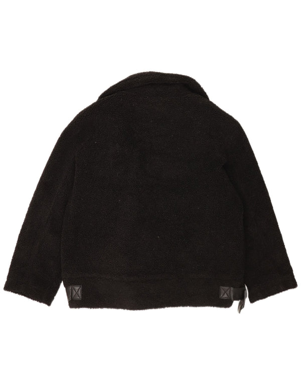 Topshop Womens Oversized Fleece Jacket UK 14 Medium Black Polyester