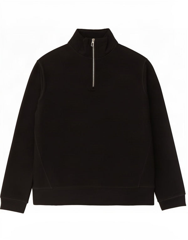 Zara Mens Zip Neck Sweatshirt Jumper Medium Black