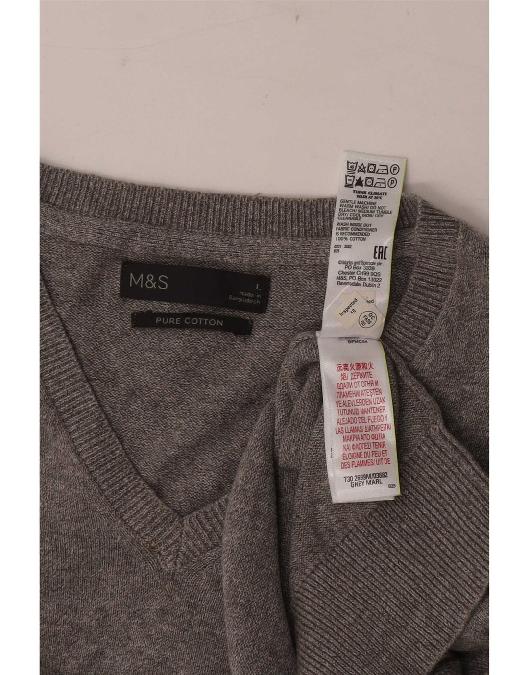 Marks & Spencer Mens Vest Tank Top Large Grey Cotton