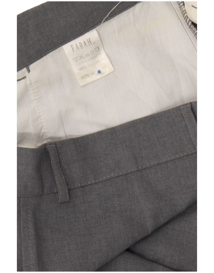 Farah Mens Straight Casual Trousers W34 L27 Grey Polyester
