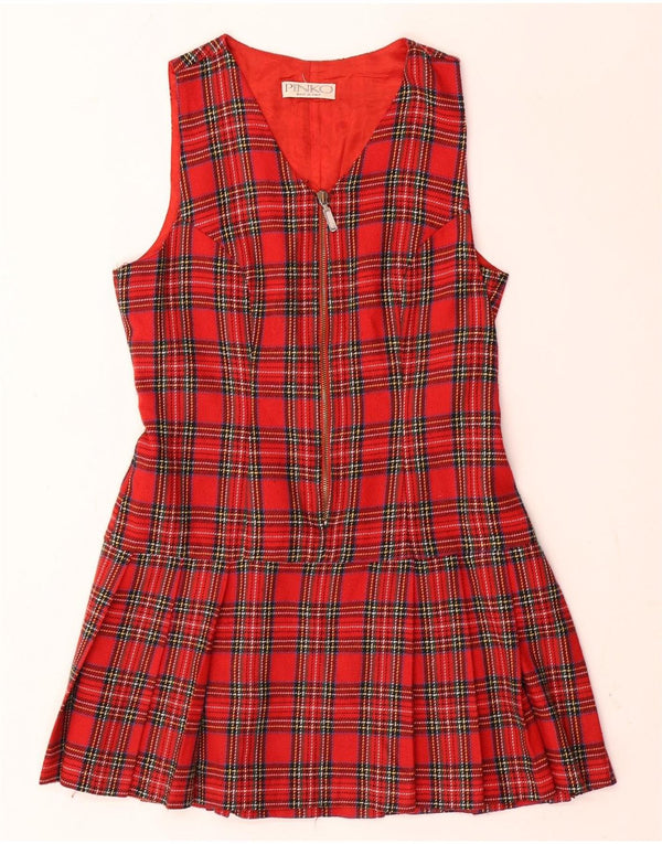 Abito da donna Pinko senza maniche a trapezio UK 12 medio rosso a quadri