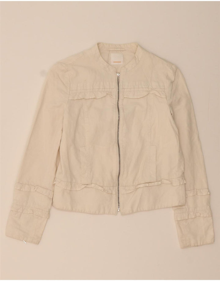 HUGO BOSS Womens Bomber Jacket UK 8 Small Off White Cotton Vintage Hugo Boss and Second-Hand Hugo Boss from Messina Hembry 