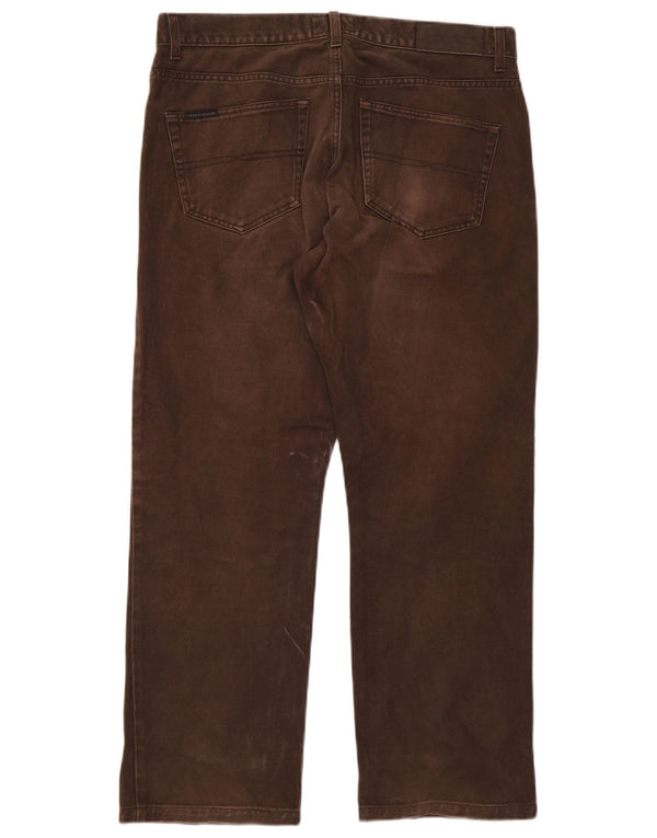 Gant Mens Straight Casual Trousers W36 L28 Brown Cotton