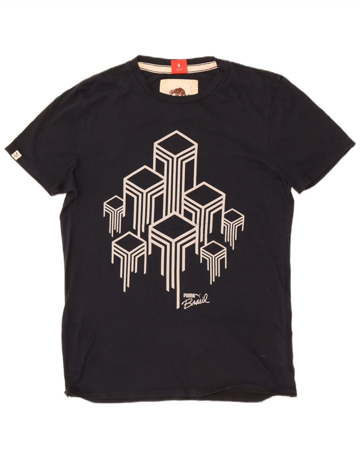 Puma Mens Graphic T-Shirt Top Medium Black Cotton