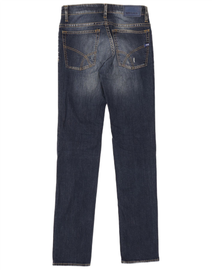 GAS Mens Anders Distressed Slim Jeans W30 L34 Navy Blue Cotton