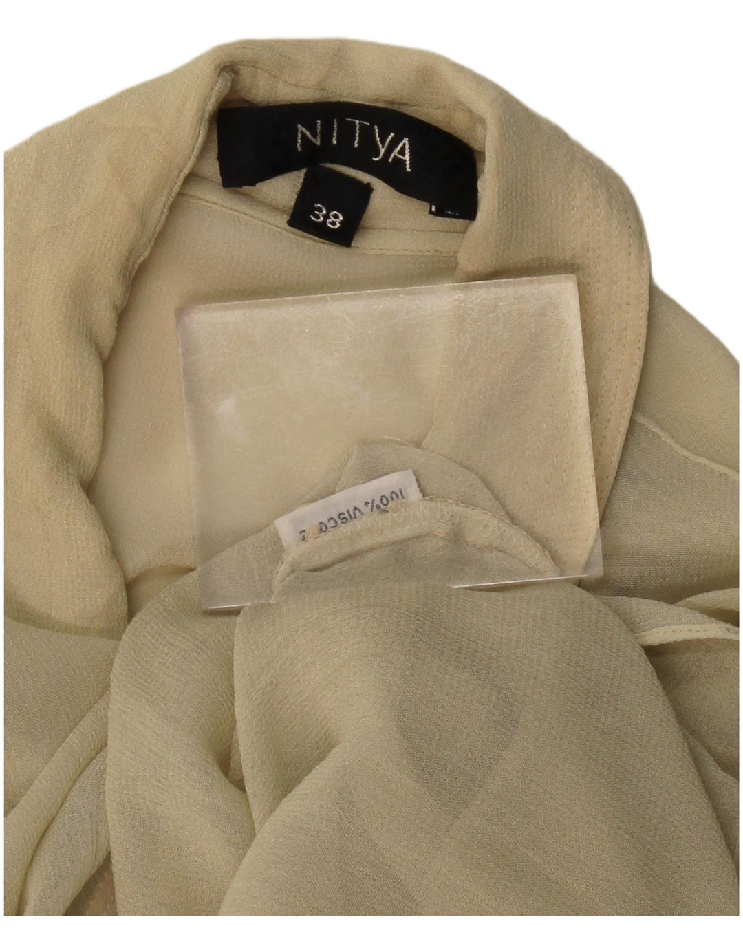 Nitya Womens See Through Shirt Blouse EU 38 Medium Beige Viscose