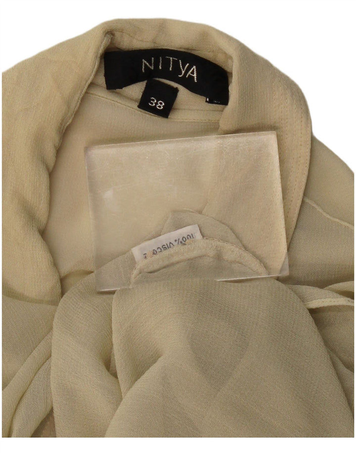 Nitya Womens See Through Shirt Blouse EU 38 Medium Beige Viscose