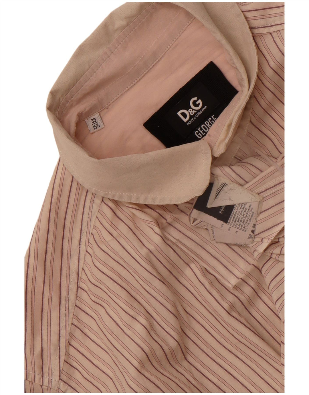 Dolce & Gabbana Mens George Shirt Size 39 15 1/2 Medium Beige Striped