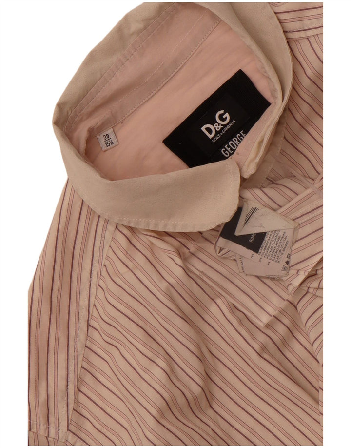 Dolce & Gabbana Mens George Shirt Size 39 15 1/2 Medium Beige Striped