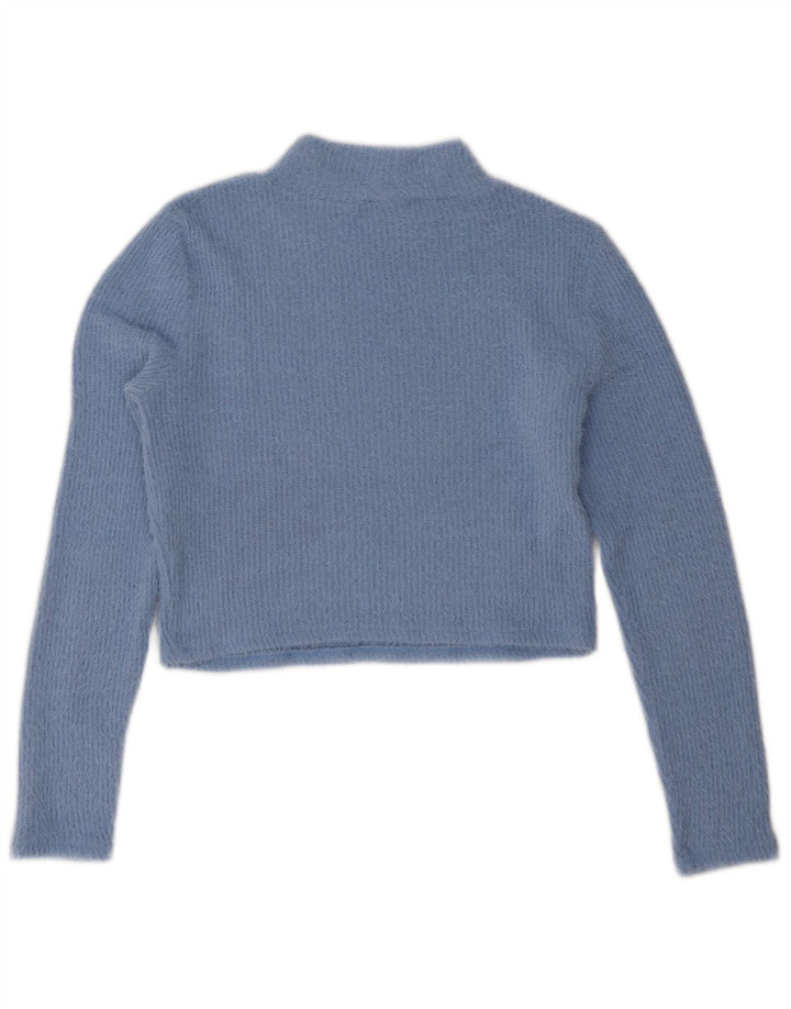 Zara Womens Crop Turtle Neck Jumper Sweater UK 16 Large Blue