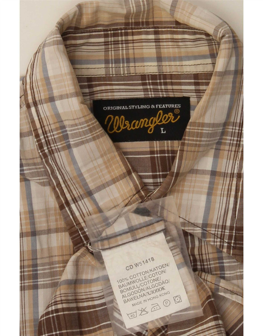 Wrangler herreskjorte stor beige ternet bomuld