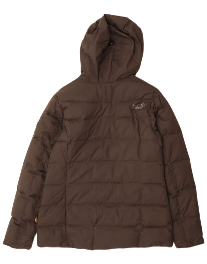 Jack Wolfskin Womens Hooded Padded Jacket UK 12/14 Medium Brown Polyamide
