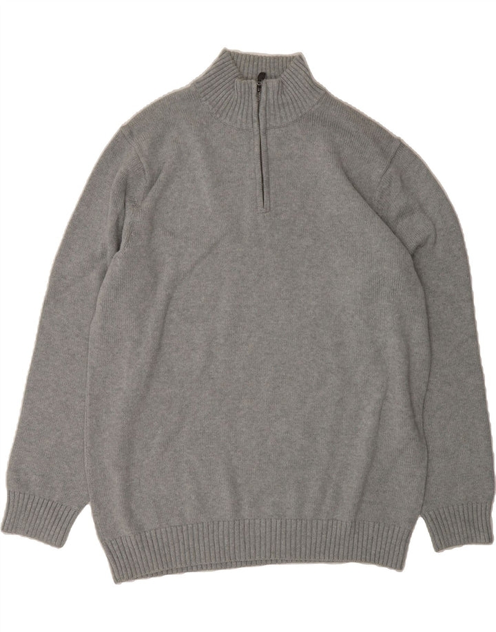 L.L.BEAN Mens Tall Zip Neck Jumper Sweater XL Grey Cotton Vintage L.L.Bean and Second-Hand L.L.Bean from Messina Hembry 