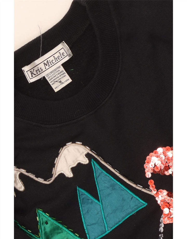 Kris Michele Felpa con grafica da donna Maglione UK 14 Poliestere nero medio
