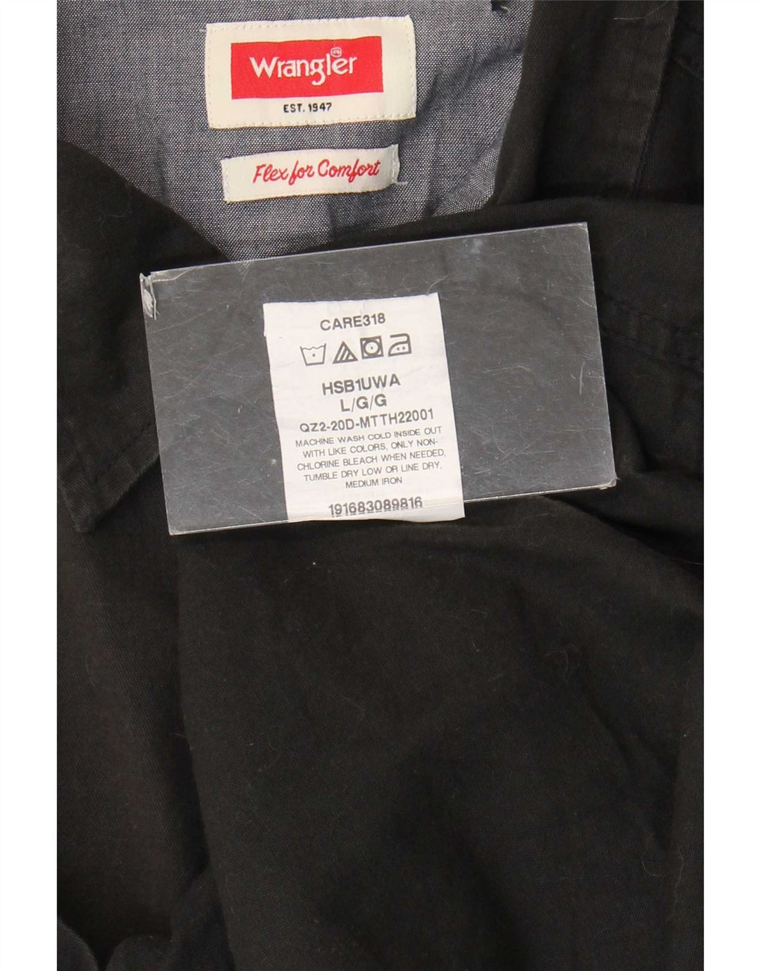 Wrangler Herren Kurzarmhemd Large Schwarz