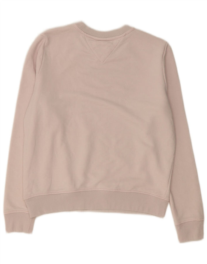 Tommy Hilfiger Womens Graphic Oversized Sweatshirt Jumper UK 10 Small Pink