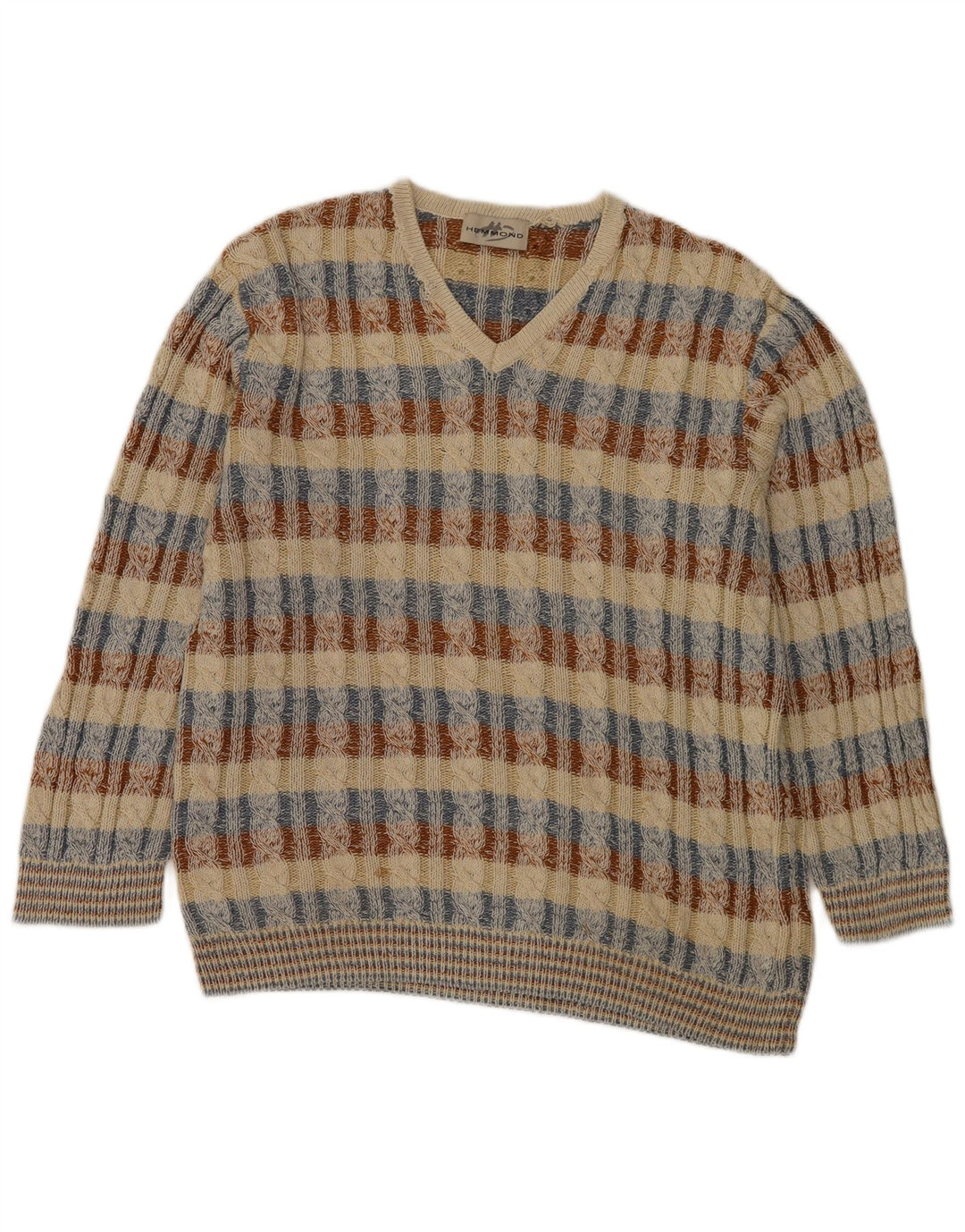 Hemmond Mens V-Neck Jumper Sweater  XL Multicoloured Check Cotton