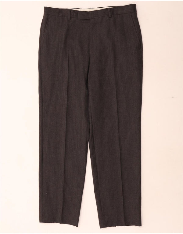 Marks & Spencer Pantaloni de costum drepți croiți pentru bărbați L34 L30 gri