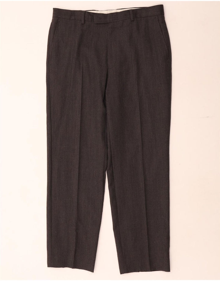 Marks & Spencer Mens Tailored Fit Straight Suit Trousers W34 L30 Grey