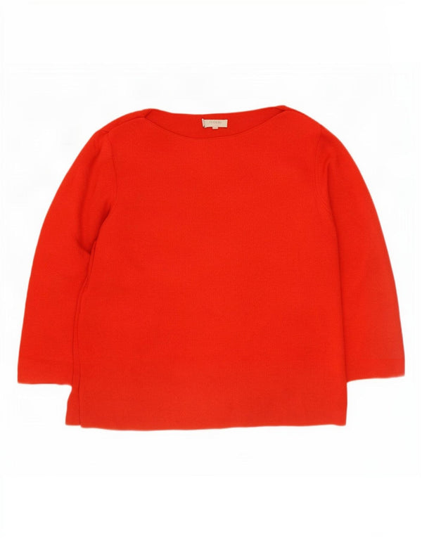 Hobbs Dame 3/4-ærmet bådhalstrøje trøje UK 12 Medium Rød Rayon