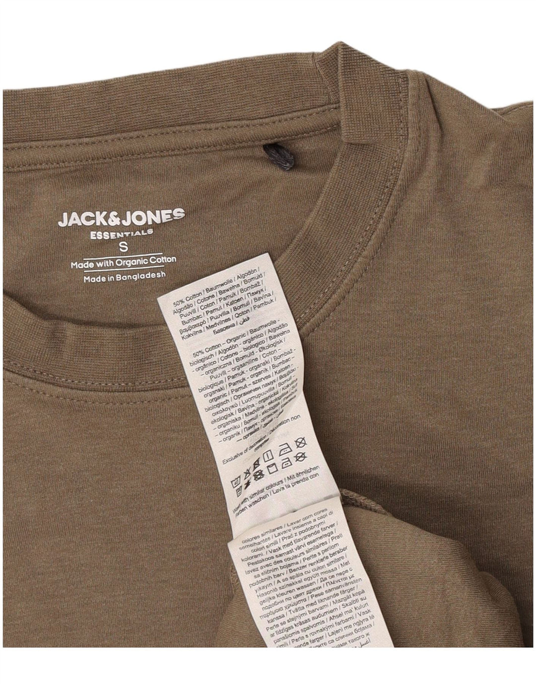 Jack & Jones Mens T-Shirt Top Small Khaki Cotton
