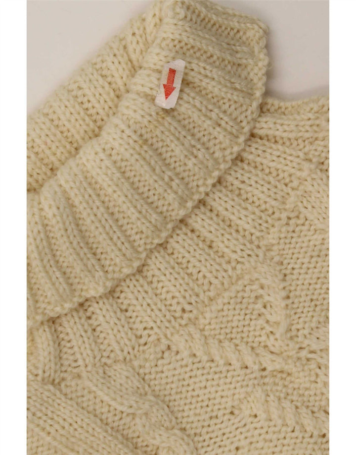 Vintage Womens Roll Neck Jumper Sweater UK 12 Medium Off White