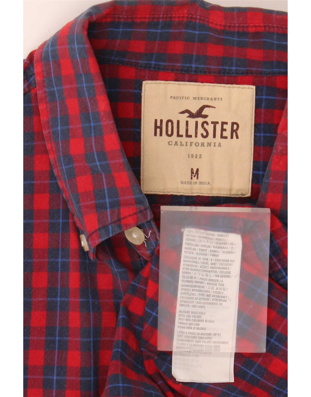 Hollister Mens Shirt Medium Red Check Cotton
