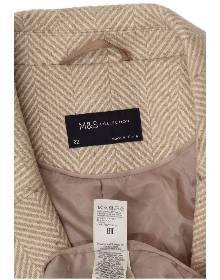 Marks & Spencer overfrakke til kvinder UK 22 3XL Beige sildebenspolyester