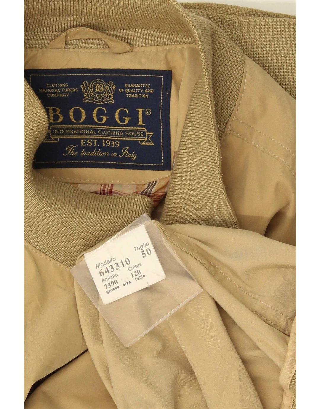 Boggi Mens Bomber Jacket IT 50 Large Khaki Polyester
