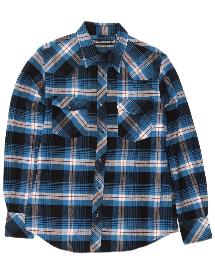 Payper Mens Regular Fit Flannel Shirt Small Blue Plaid Cotton