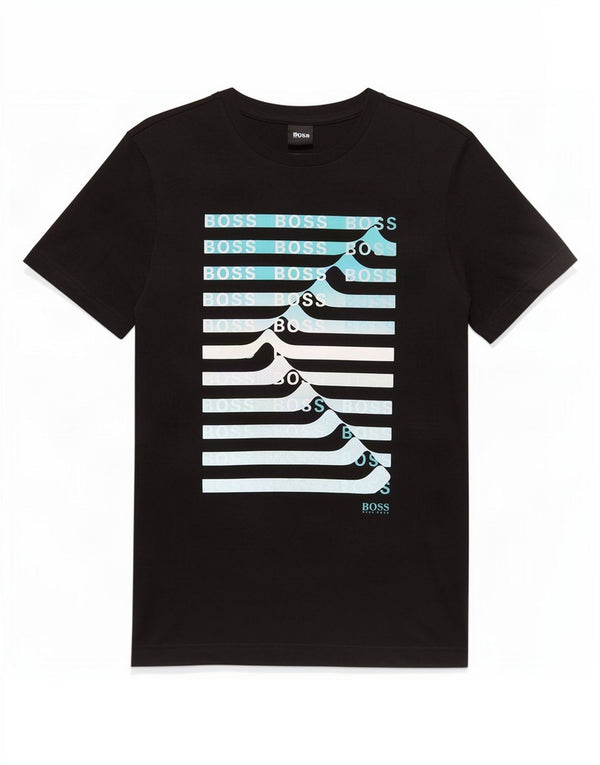 Hugo Boss Mens Graphic T-Shirt Top Small Black Cotton