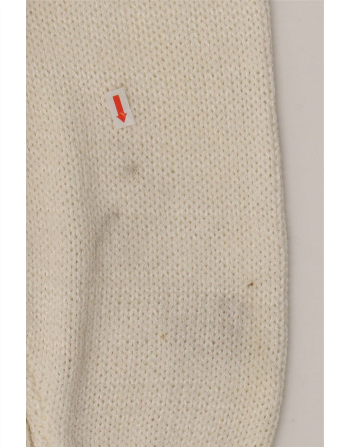 BIAGGINI Womens V-Neck Jumper Sweater EU 38 Medium White Floral Vintage Biaggini and Second-Hand Biaggini from Messina Hembry 