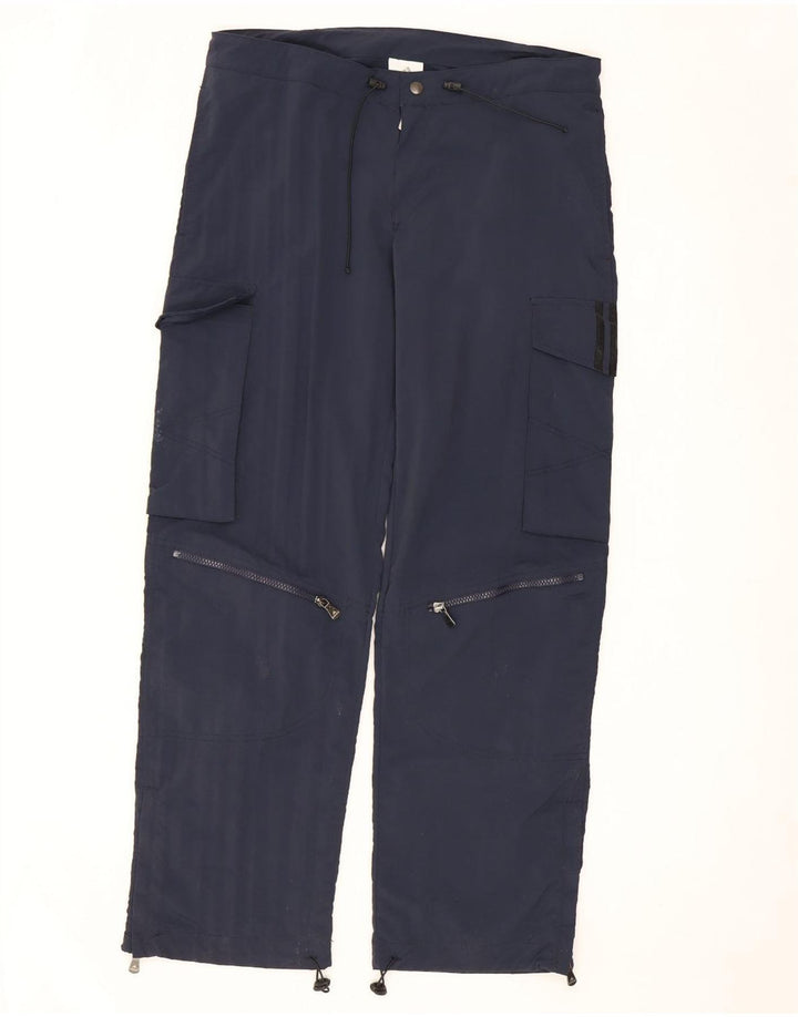 ADIDAS Mens Straight Cargo Trousers Small Navy Blue Nylon
