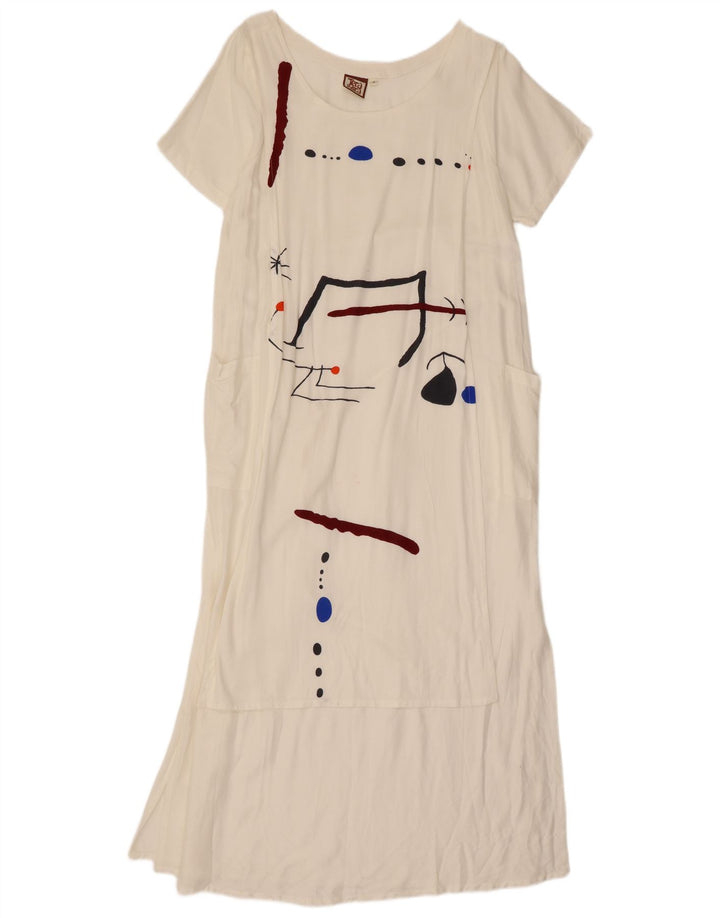 Tera Bora Graphic Maxi Dress til kvinder UK 12 Medium White