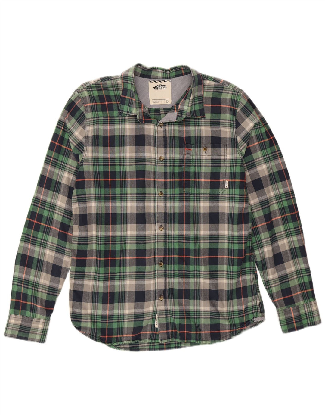 Męska koszula flanelowa Vans, duża, bawełniana w zieloną kratkę