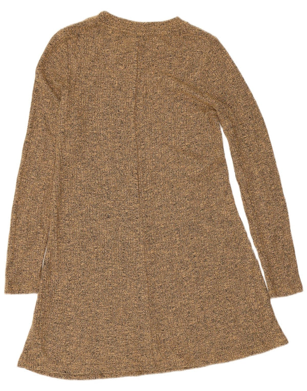 Topshop Dame Langærmet Jumper Dress UK 10 Small Beige Flecked Polyester