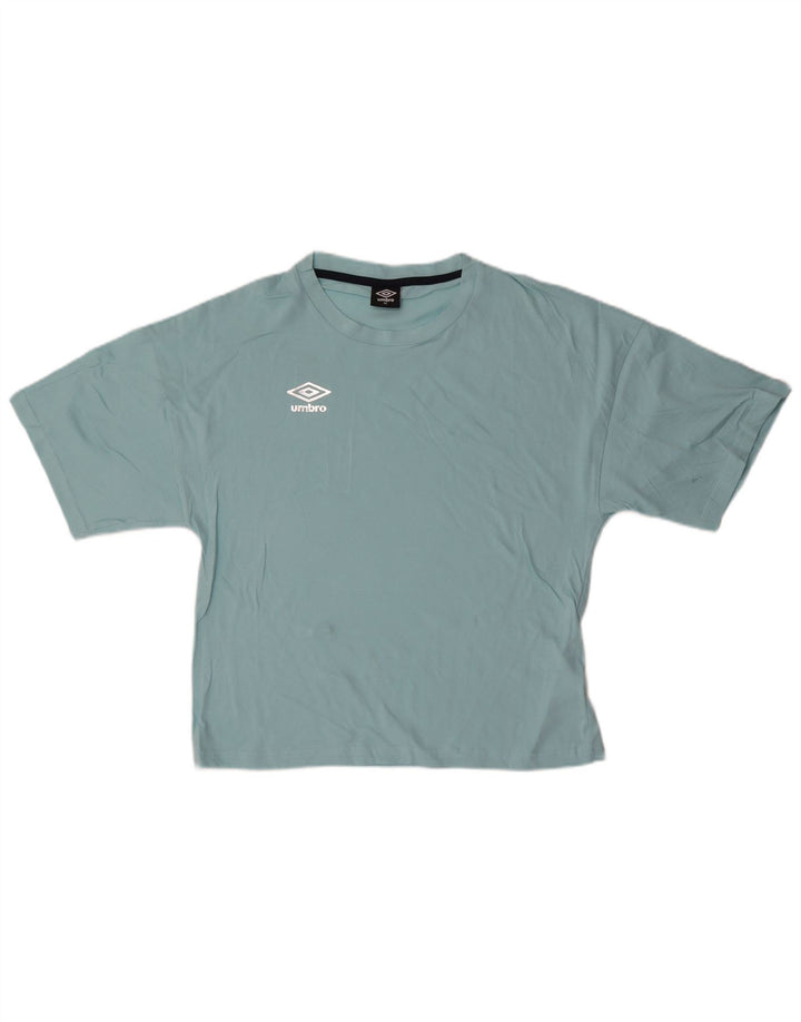 Umbro Dame T-Shirt Top UK 14 Medium Blue Cotton