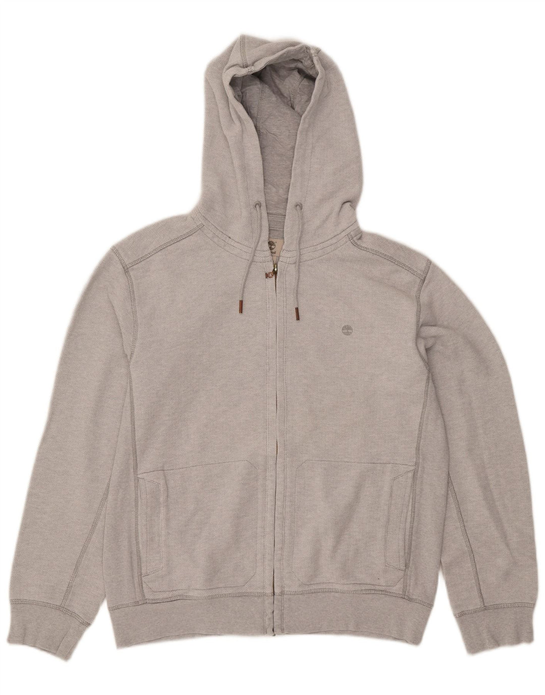 Timberland Mens Regular Fit Zip Hoodie Sweater Large Grey Cotton