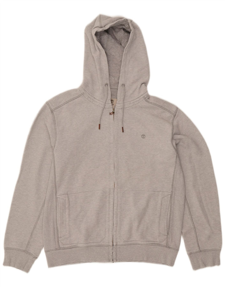 Timberland Mens Regular Fit Zip Hoodie Sweater Large Grey Cotton