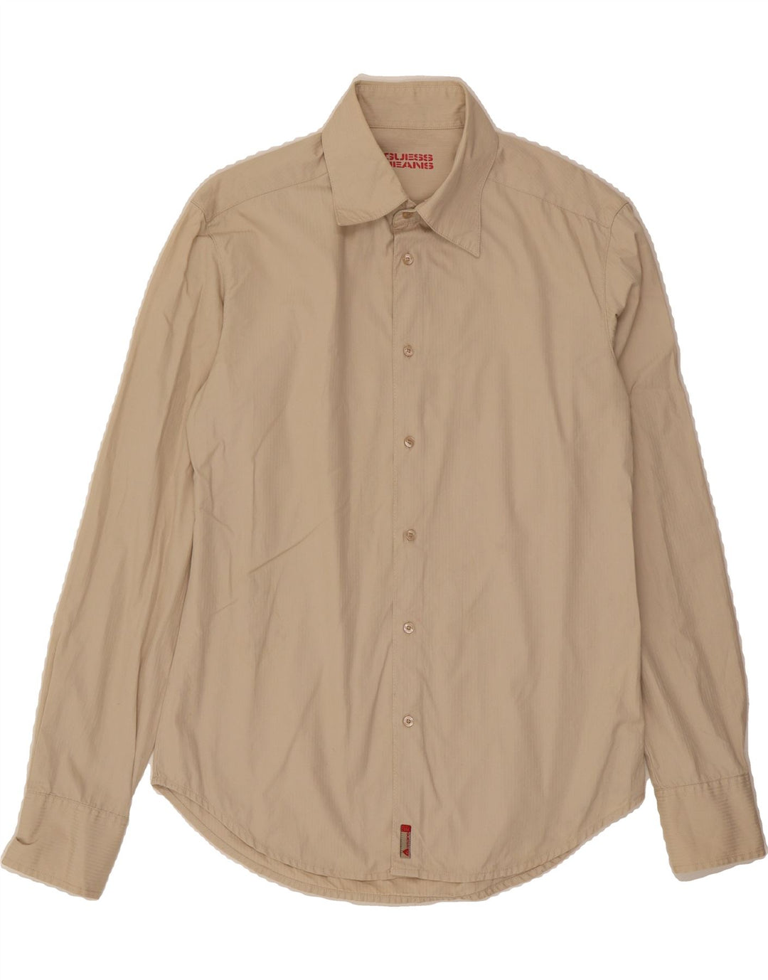 GUESS Mens Shirt Large Beige Cotton Vintage Guess and Second-Hand Guess from Messina Hembry 
