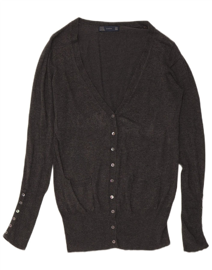ZARA Womens Cardigan Sweater UK 12 Medium Grey