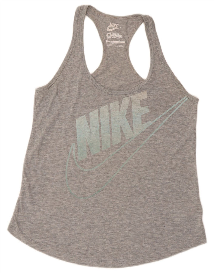 Canotta grafica Nike da donna, vestibilità ampia, UK 12, poliestere grigio medio