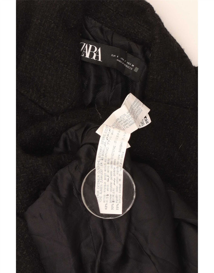 Zara Dame Double Breasted Blazer Jacket UK 10 Small Black Acryl