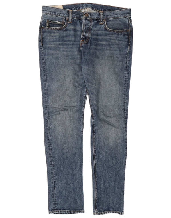Мужские узкие джинсы Abercrombie & Fitch W34 L32 синие, хлопок