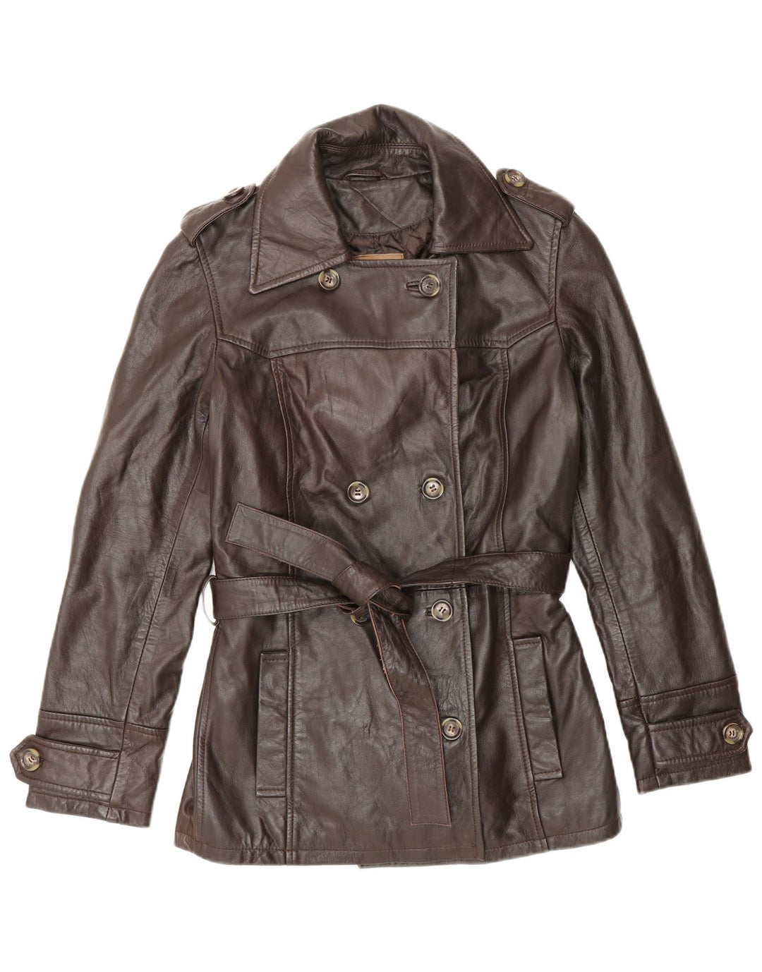 Conbipel Womens Military Double Breasted Jacket IT 42 Medium Brown