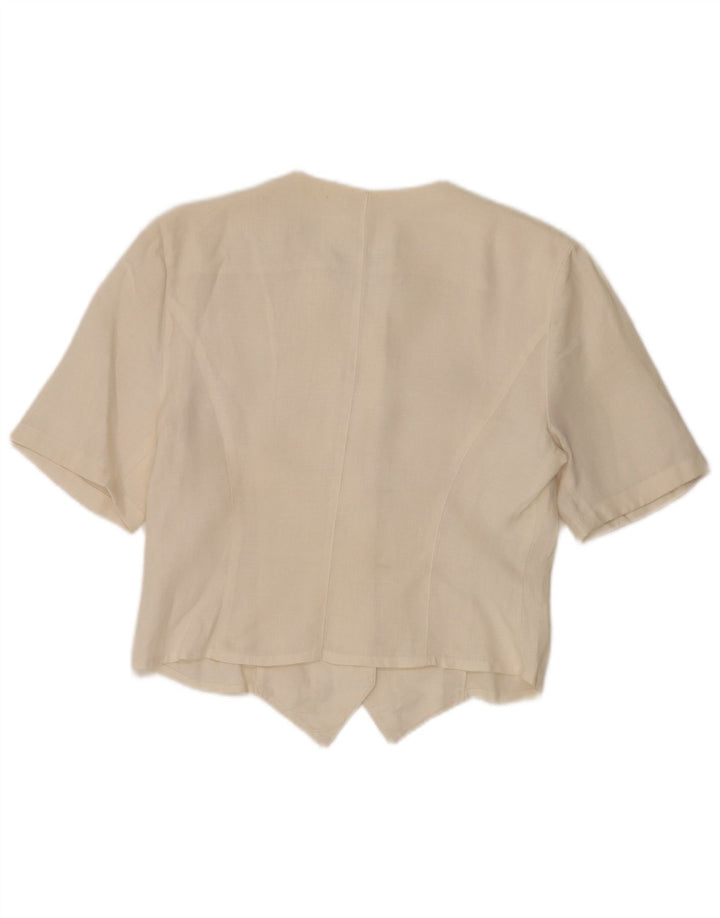 Enrico Coveri Womens Short Sleeve 3 Button Blazer Jacket IT 44 Medium White