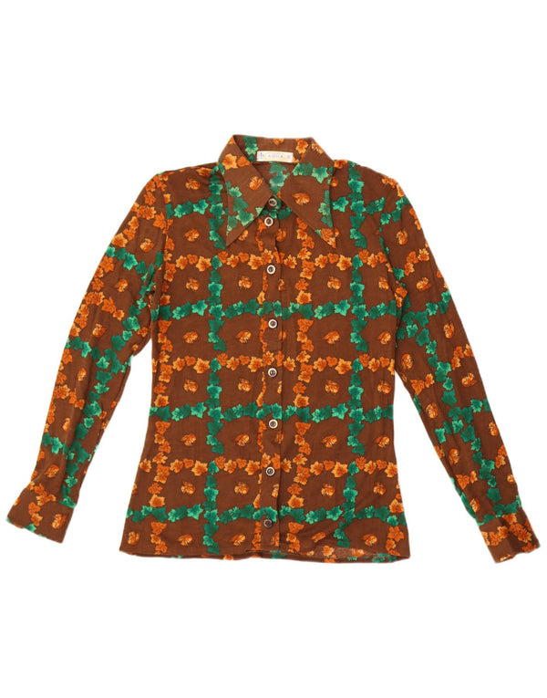 Anna Dameskjorte UK 12 Medium Brown Floral